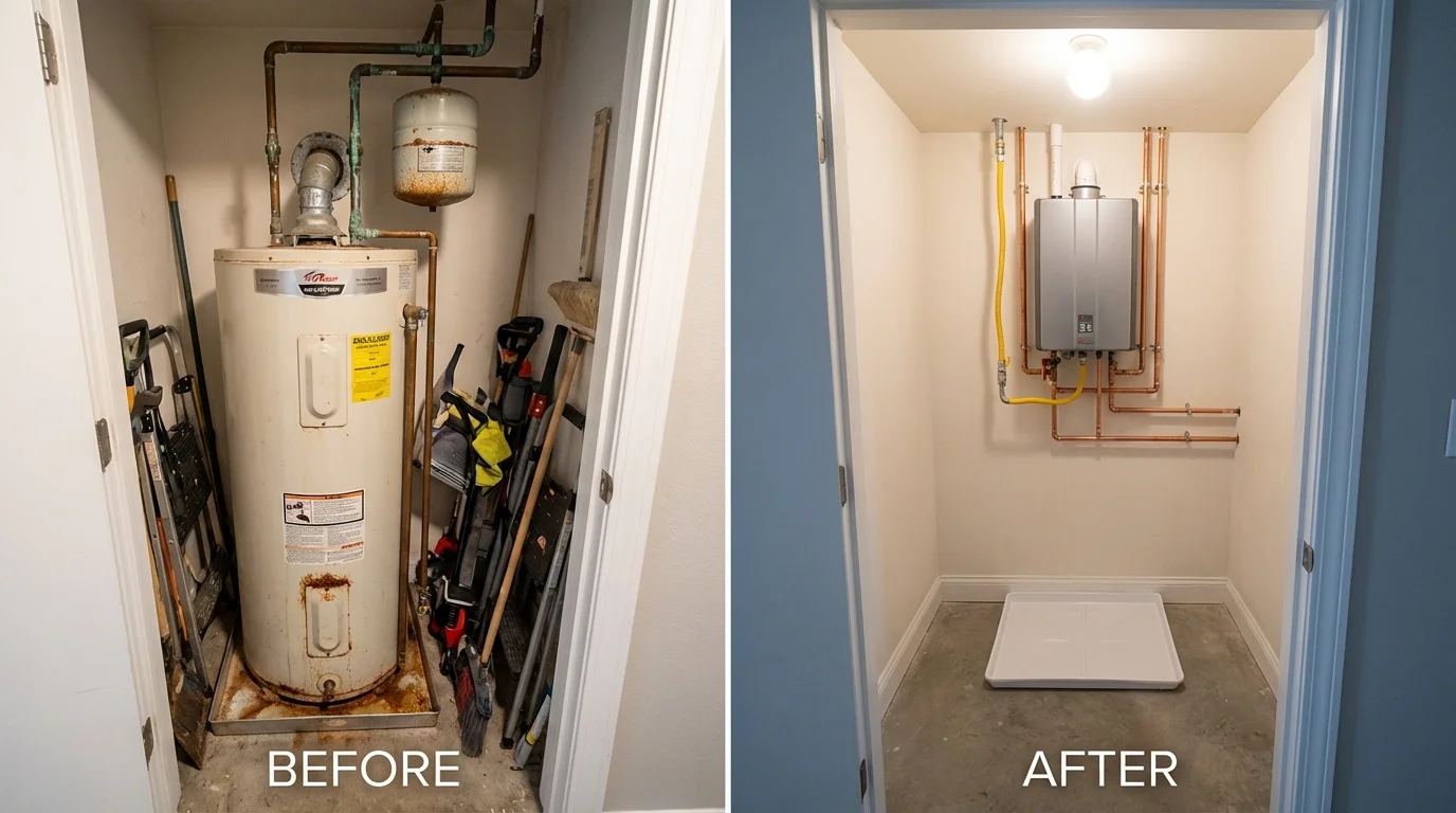 Tank water heater versus wall-mounted tankless unit comparison for Newport, RI homeowners